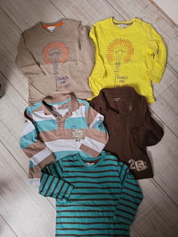 Lot 5 t-shirts manches longues et polos garçon 24 mois kid kanaï très bon état