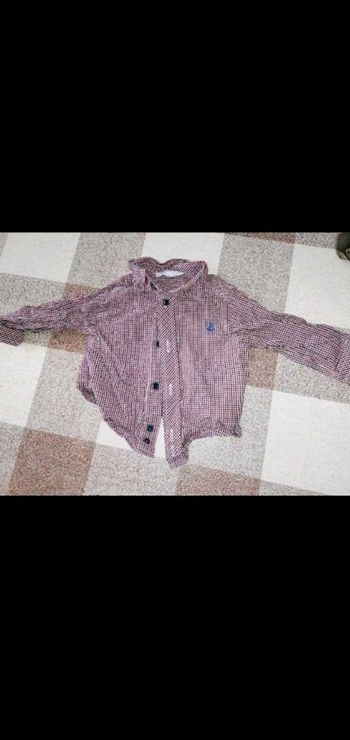 Chemise 6 mois à carreaux bleu/rouge manches longues jacadi