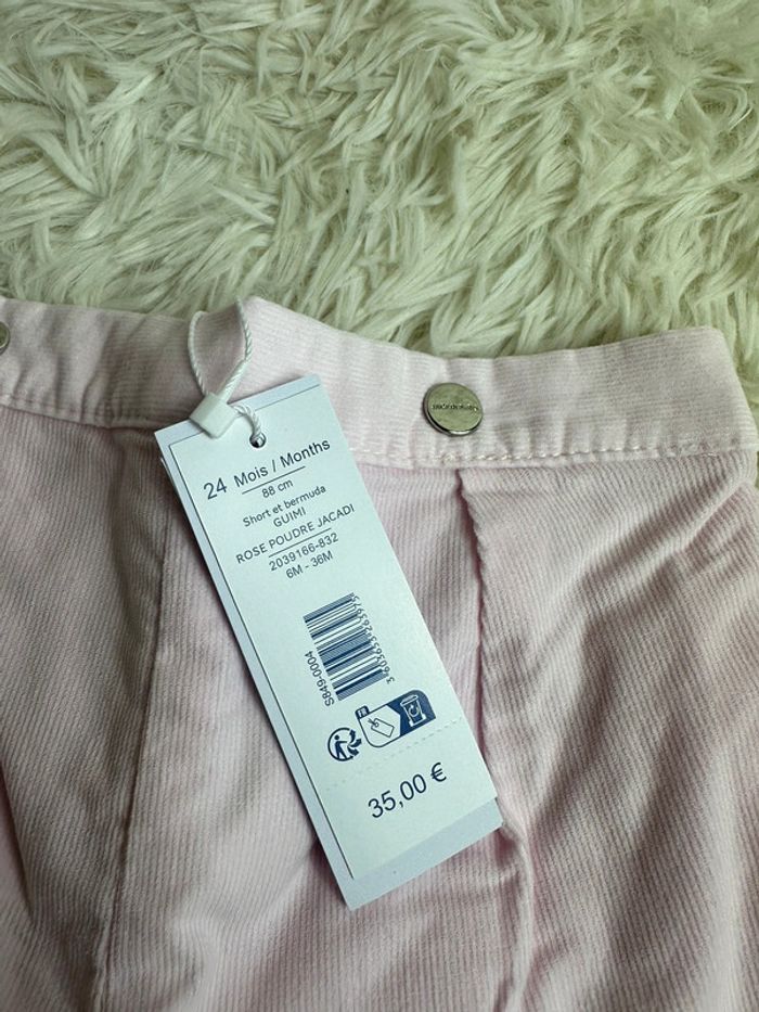 Short en velours rose pale Jacadi taille 24 mois - photo numéro 3