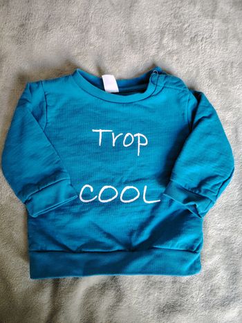 Sweat bleu turquoise 6 mois