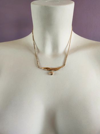 Collier vintage doré et strasse