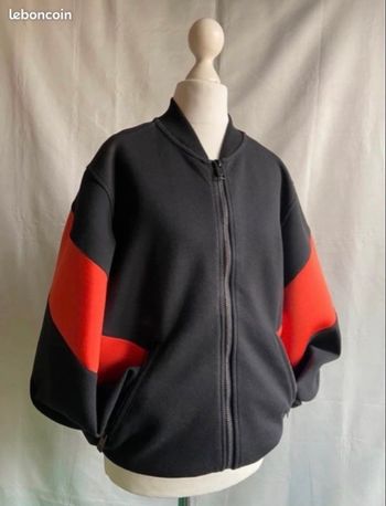 Blouson teddy noir découpe orange style vintage années 80 Diesel taille M