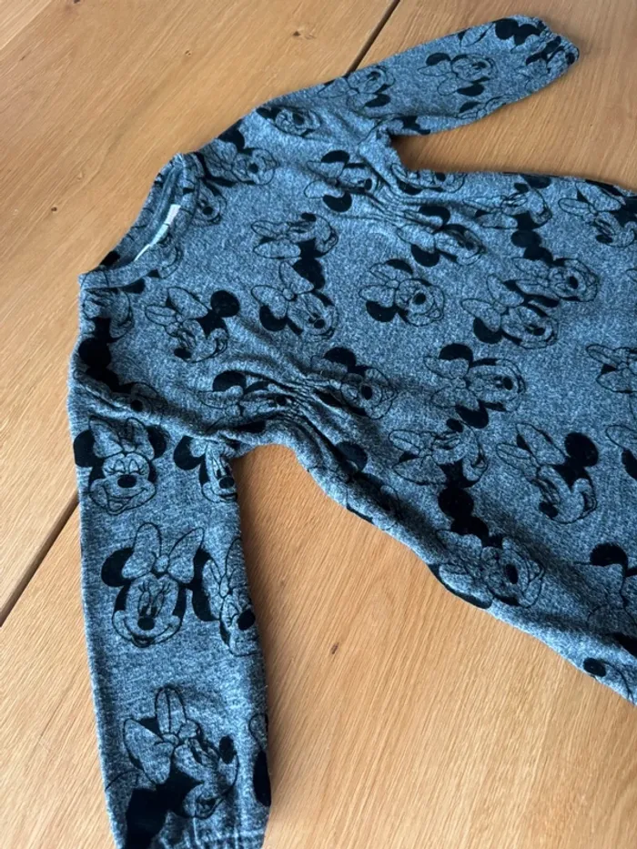 Robe ML fond gris dessins Minnie Mouse noir velours - Taille 4 Ans - photo numéro 6