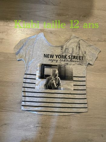 T-shirt oversize à manches courtes gris motifs noir New York kiabi taille 12 ans