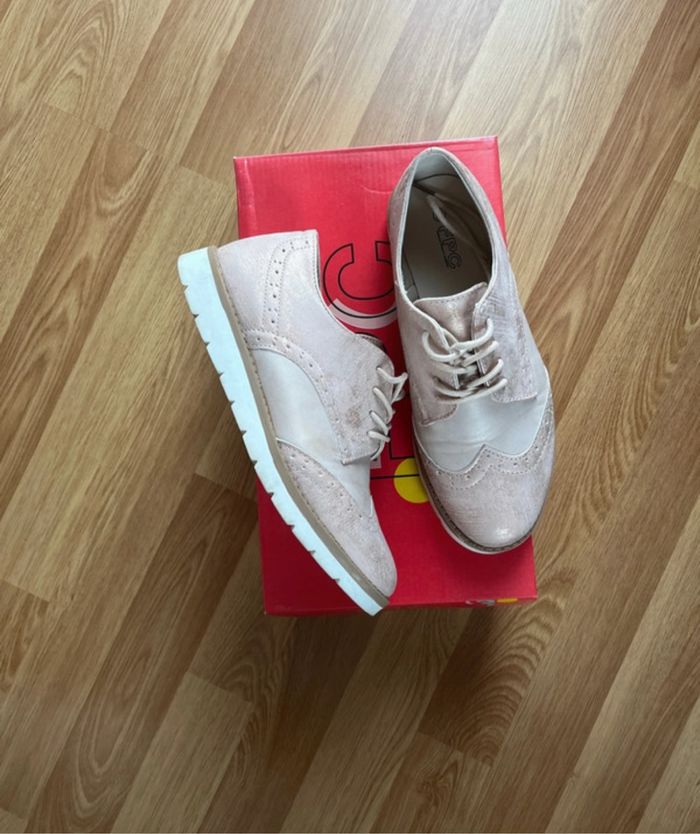 Chaussures derby femme - Rose poudré - Pointure 37 - Idéales rentrée