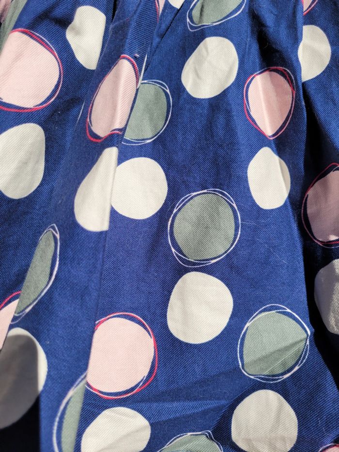 Superbe jupe Okaïdi 10 ans, marine a ronds pastels - photo numéro 3