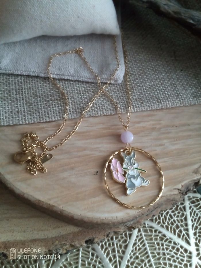 Pendentif pierre kunzite et lapin panpan 🐰. - photo numéro 3