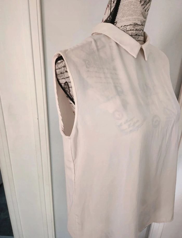 Magnifique Blouse Blanche Col Claudine de marque Mango et de taille 38 - photo numéro 3