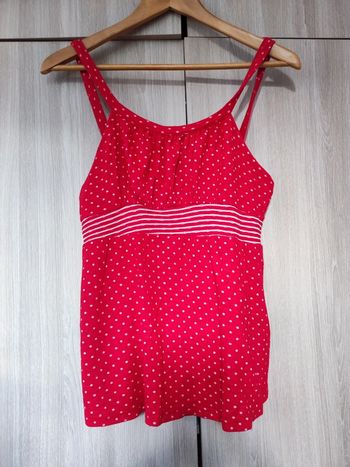 Débardeur bohème rouge pois blanc t 38