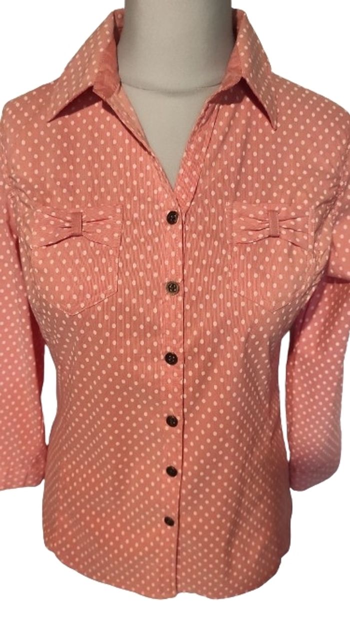 Chemisier rose saumon à pois blancs - photo numéro 3