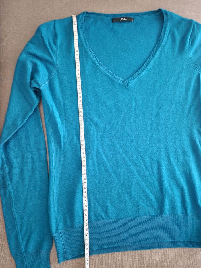 Pull fin col v bleu canard Mim - photo numéro 8