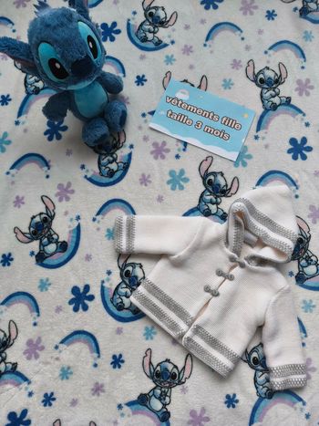 Gilet épai mixte Barbouillage - 3 mois - crème et gris - très bon état