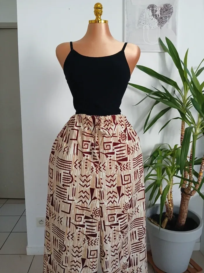 Pantalon Tendance Overside à motifs Bas large Neuf Taille L🌿💝 - photo numéro 4