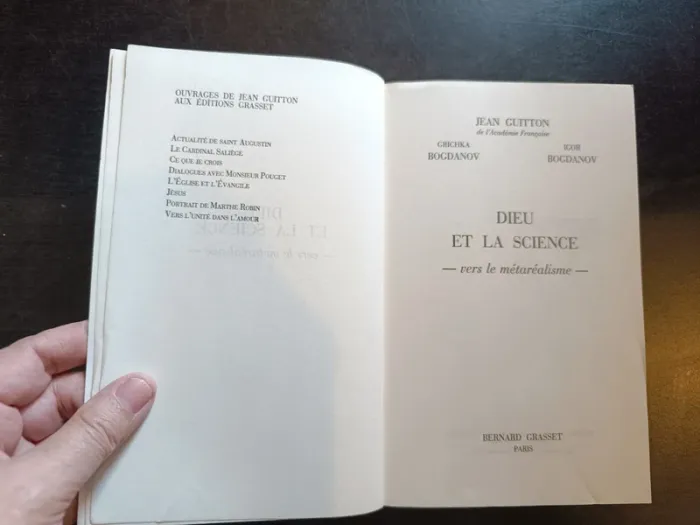 Livre DIEU ET LA SCIENCE - Jean Guitton, Grichka Bogdanov, Igor Bogdanov - photo numéro 2