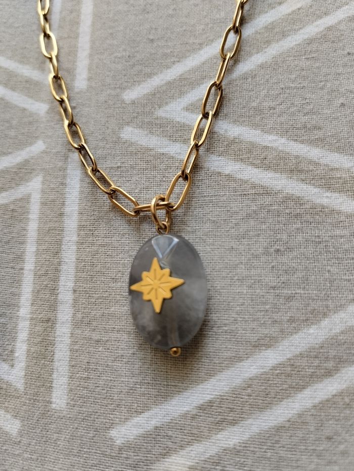 Collier en acier inoxydable avec pendentif pierre Belle &beau - photo numéro 4
