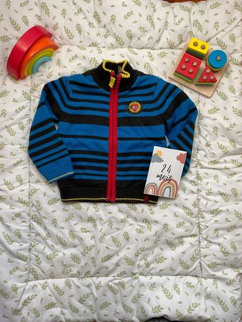 gilet zippé bleu et gris très chaud doublé 24 mois orchestra