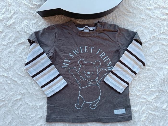 Tee shirt chemise manches longues Garçon 12/18 mois Winnie l'ourson my sweet friend H&M 100% coton - photo numéro 2