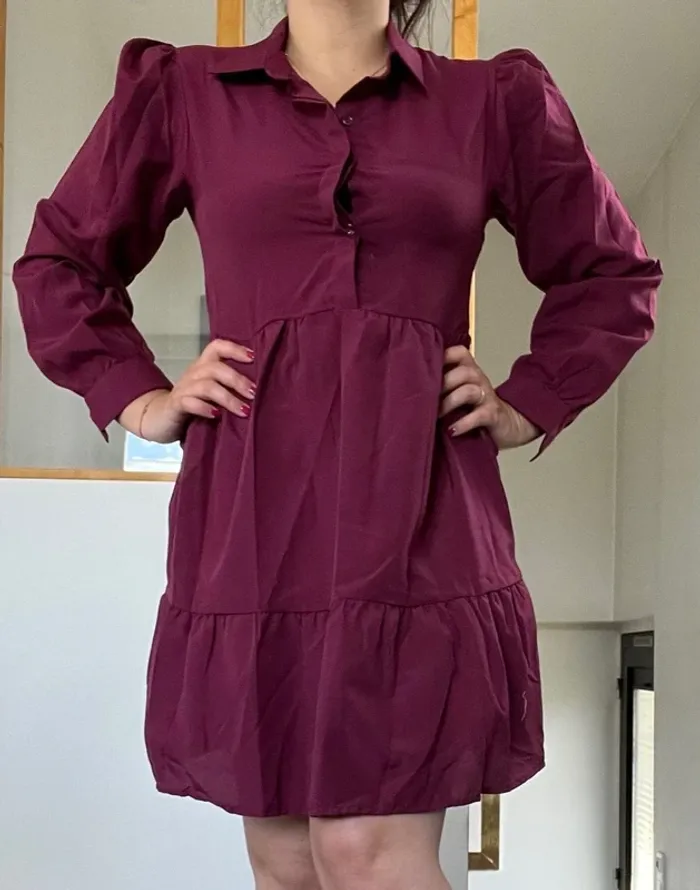 Robe bordeaux imprimée Mandelino - photo numéro 2