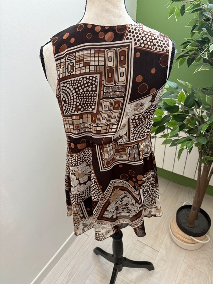 Haut Sépia | Beige, marron et noir | Taille 38 - photo numéro 2