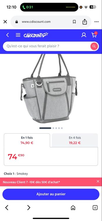 Sac pour bébé neuf jamais utilisé