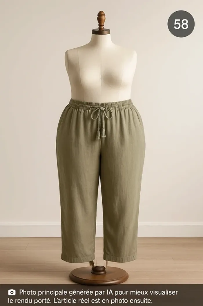 Pantalon en lin à jambe large Ulla Popken T58