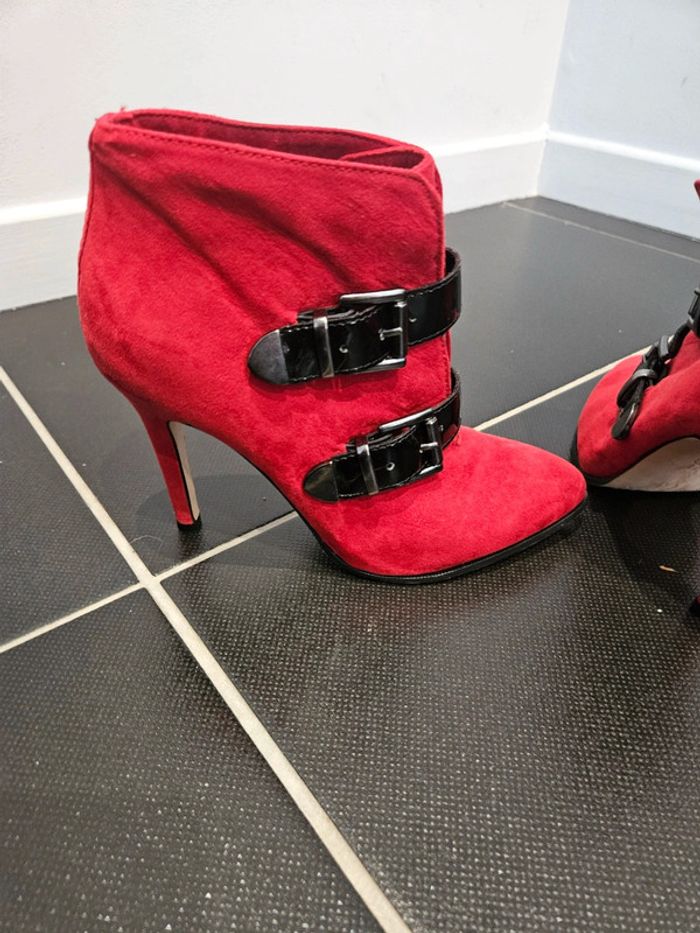 Bottines rouge talon aiguille - photo numéro 2