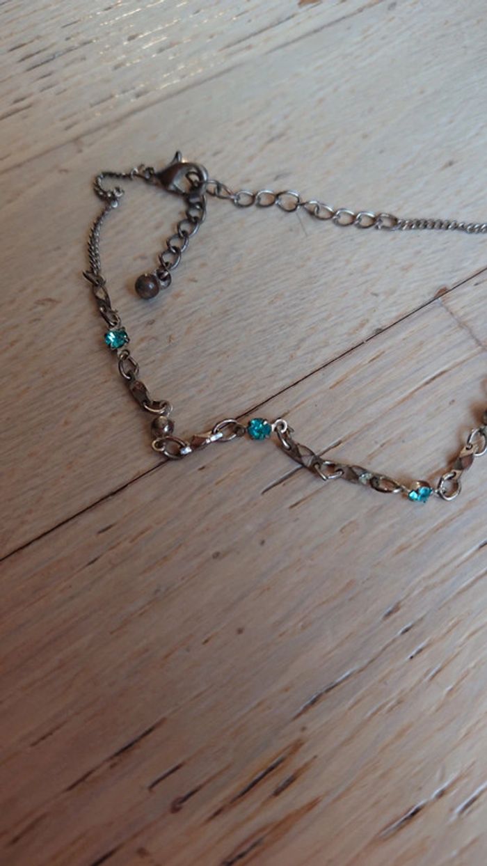 Bracelet cheville strass turquoise - photo numéro 2
