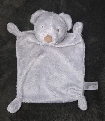 Doudou plat rectangle ours gris / Nez marron - Simba