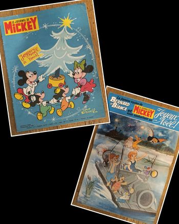 Ancien journal de Mickey spécial Noël" avec poster N°1330 de 1977 vintage