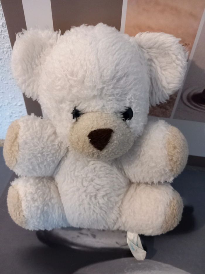 Peluche ours vintage blanc petit model 20cm marque nounours