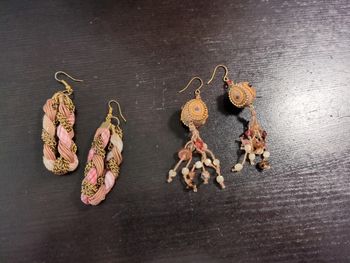 Boucles d'oreille laiton tissu chaîne style oriental neuves