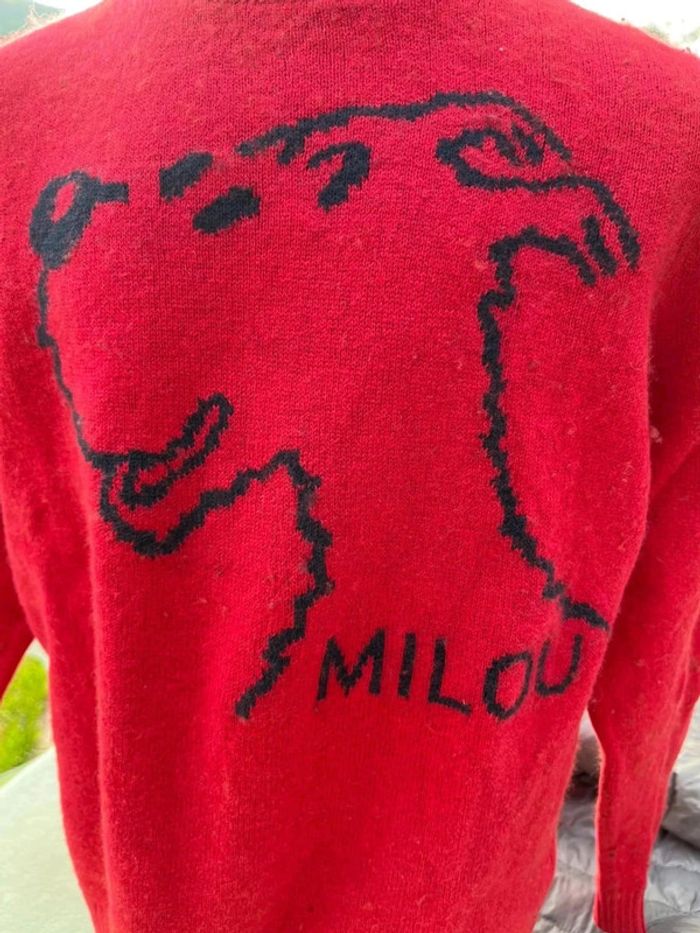 Pull tintin rouge avec la tête de Milou - photo numéro 4