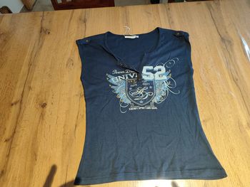 T-shirt Yessica bleu T.M Coton - Imprimé "Power Du" - Très bon état