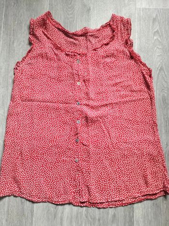 Blouse sans manche rouge à pois taille 40