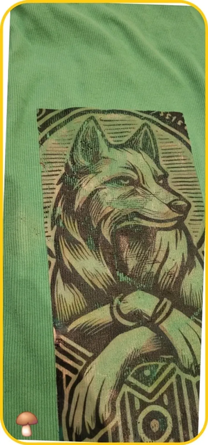 Débardeur Vert H&M XXL - Motif Loup Stylisé - photo numéro 2