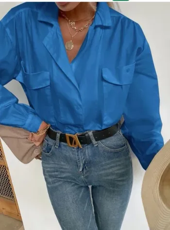 Blouse chemise bleu
