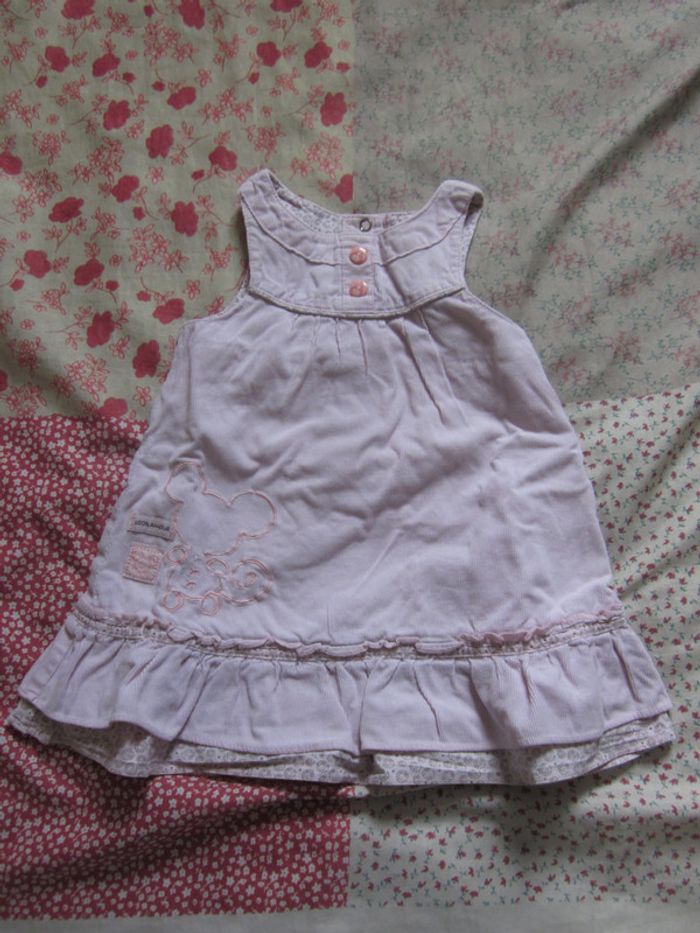 Robe velours fines raies rose 9 mois