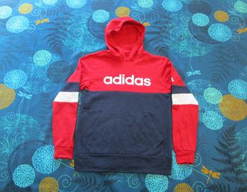 Pull Sweat à capuche Adidas Taille M 38 Bleu blanc rouge (P171)