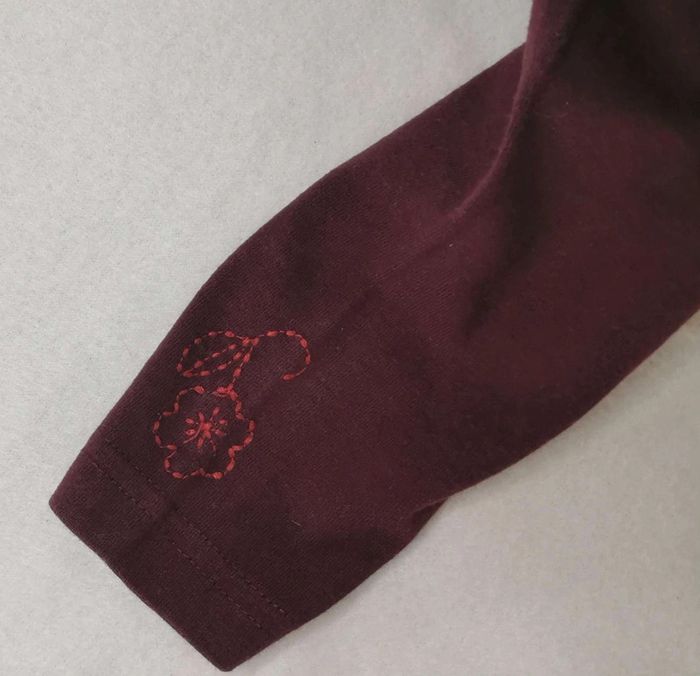 Tee-shirt 👣 manches longues,  bordeaux, du pareil  au même,  3mois/60cm - photo numéro 3