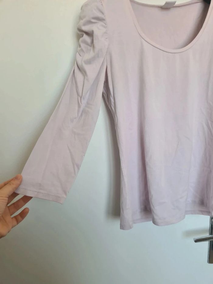 T-shirt rose pâle T.2 manches 3/4 - photo numéro 7