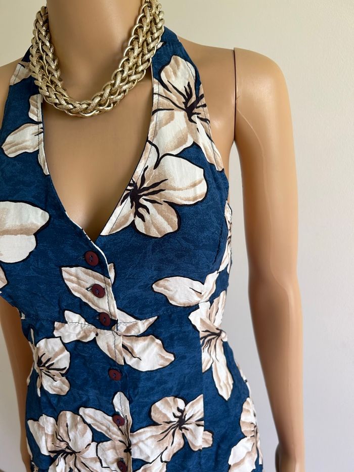 Robe dos nu bleue et beige taille unique bon état (taille petit) - photo numéro 5