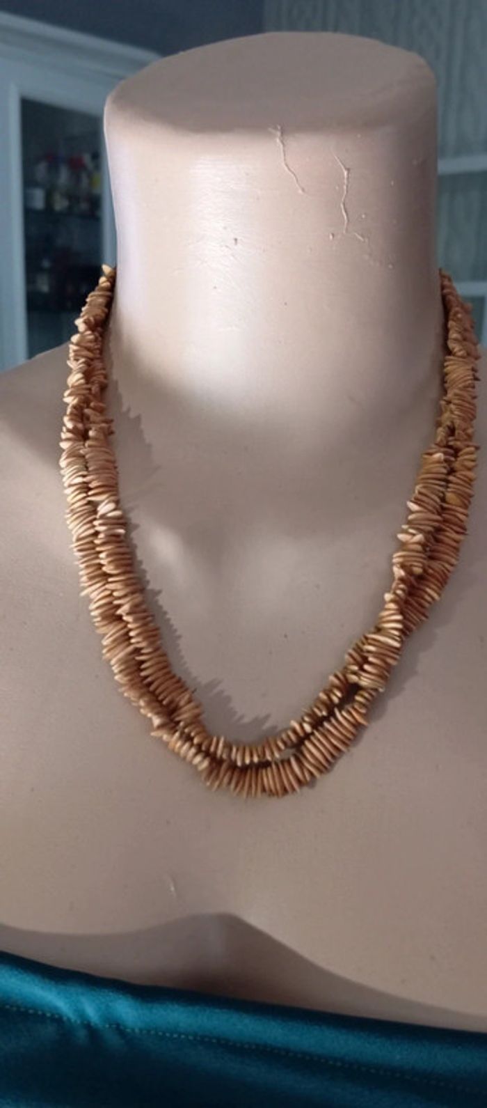 Collier sautoir en graines de citrouille