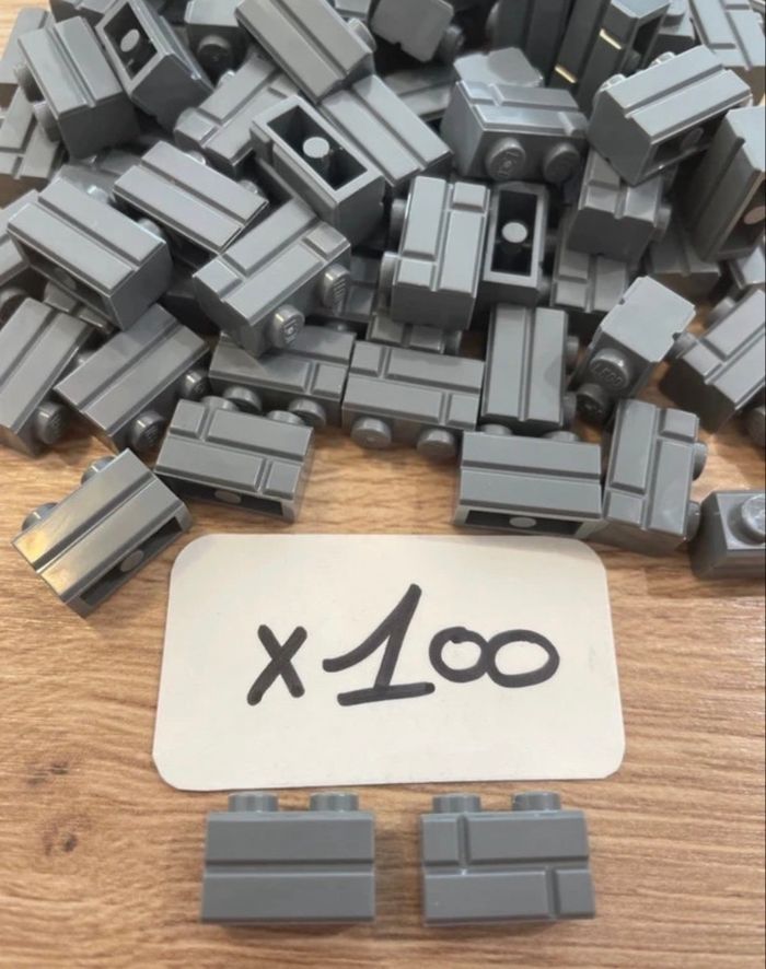 Lot de 100 bricks LEGO type Mur gris foncé 2x1 réf 6000311 - photo numéro 2