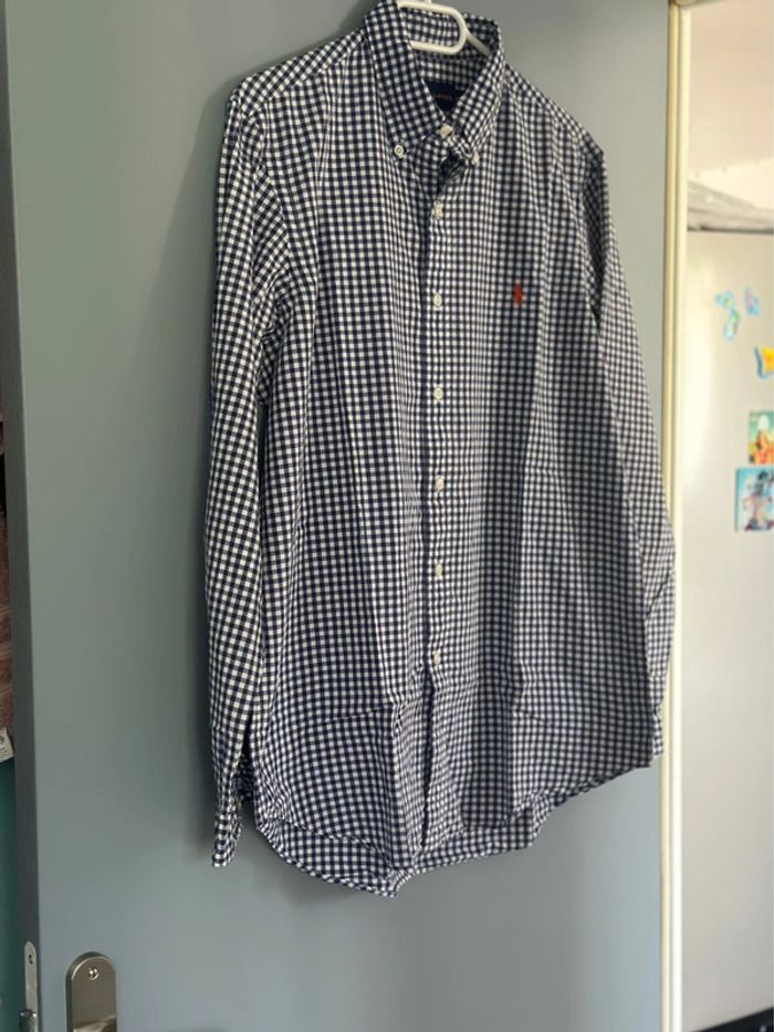 Chemise Ralph Lauren à carreaux bleu marine et blanc – Logo rouge - photo numéro 6