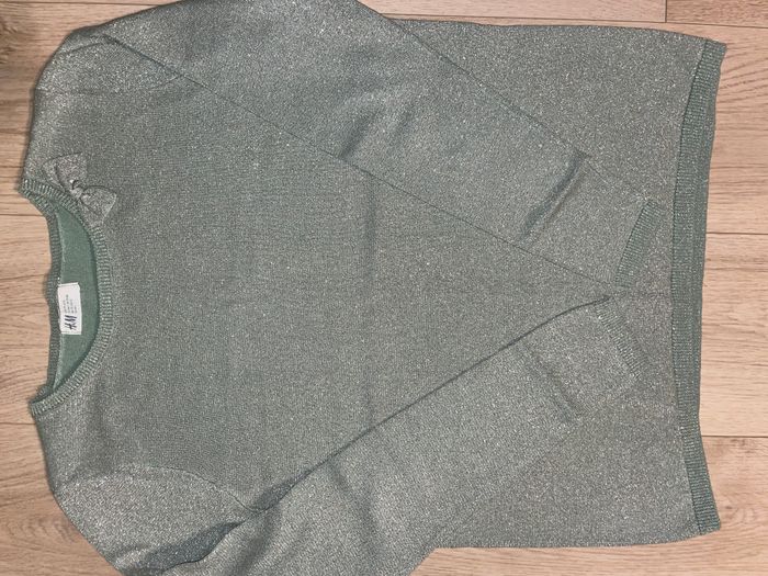 Pull Sweatshirt H&M Vert lurex pailleté Taille 16 ans / 176 cm Comme neuf - photo numéro 2