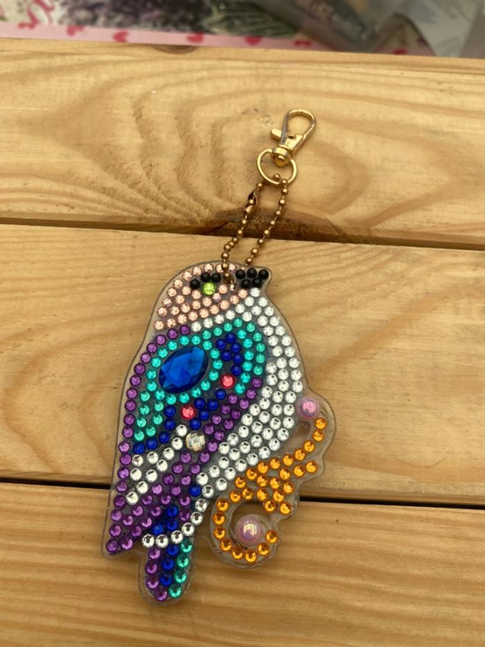 Porte clé recto/verso oiseau 🐦 en Diamond painting - photo numéro 3