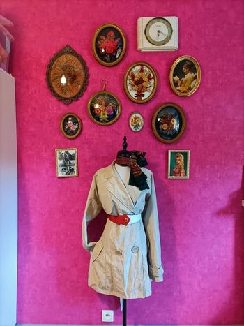 Trench mi-long beige irisé/satiné avec ceinture taille 48 Woman Only