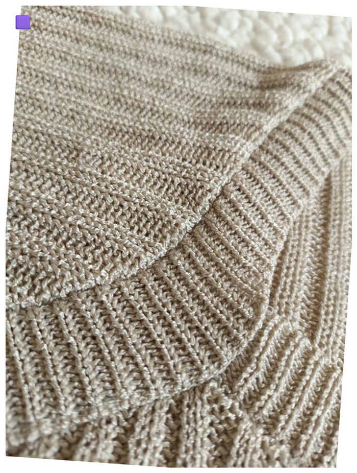 Haut Melda Rossi beige côtelé à manches courtes – style chic maille trame - photo numéro 3