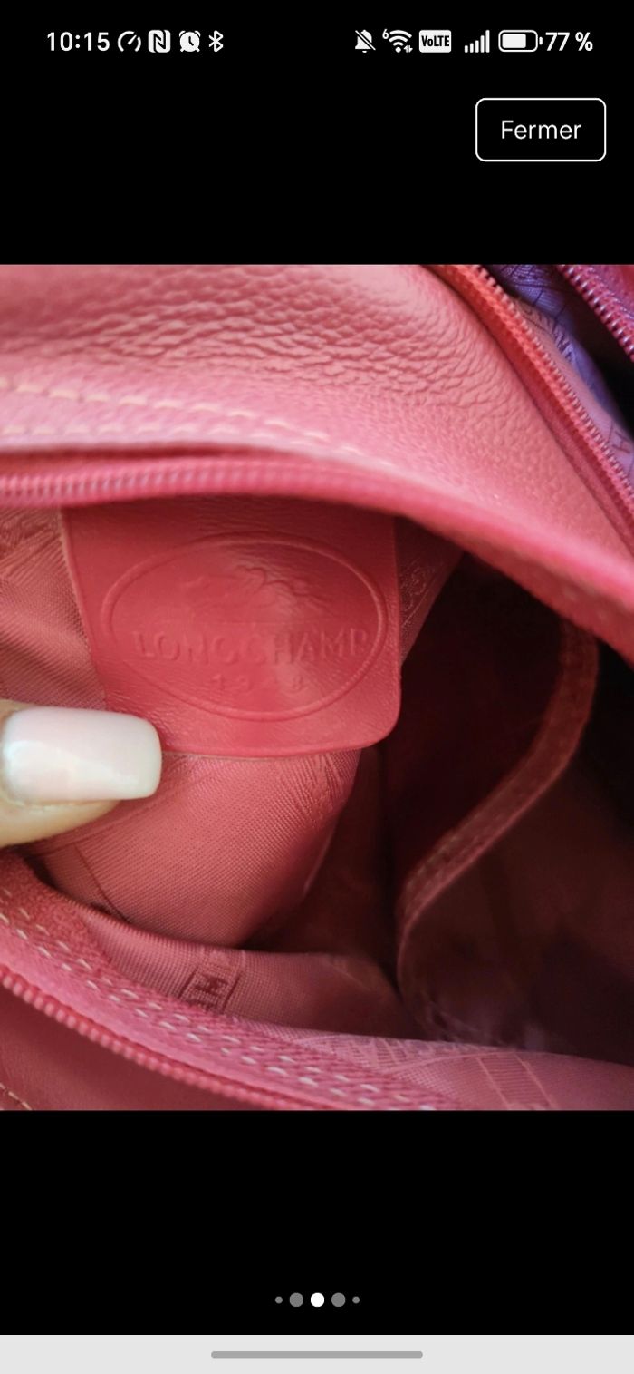 sac longchamp cuir rose - photo numéro 6