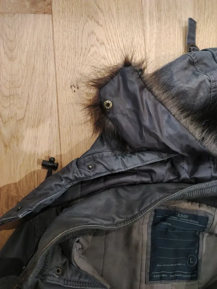 Manteau gris foncé avec capuche amovible - L - photo numéro 5